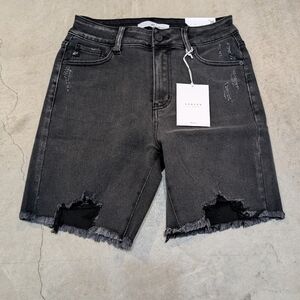 NWT Kancan Denim Shorts Women's 5/26 High Waist Dark Gray
